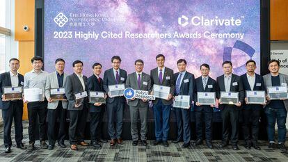 Científicos de la Universidad Politécnica de Hong Kong incluidos en la Lista de Muy Citados, en una ceremonia organizada por Clarivate en marzo.