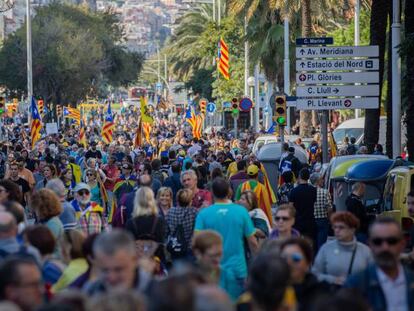 Manifestación de ANC y Òmnium Cultural contra la sentencia del proceso independentista.