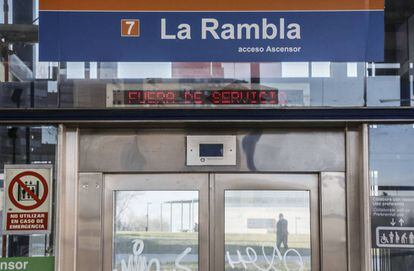 Estación de la Rambla ( linea 7), una de las clausuradas para reparar deficiencias de construcción.