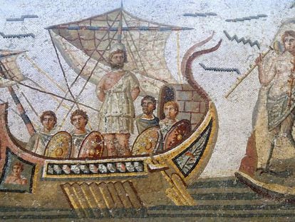 Ulises y las sirenas, mosaico romano conservado en el Museo del Bardo.
