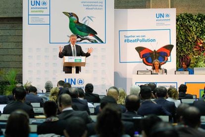 Erik Solheim, director de ONU Medioambiente, en la inauguración de la Asamblea de Naciones unidas sobre Medioambiente, en Nairobi (Kenia), este lunes.