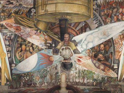 'El hombre controlador del universo' (1934), de Diego Rivera, copia alterada del mural destruido por Rockefeller, en el Palacio de Bellas Artes de México.