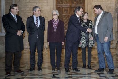 Mas i Junqueras, acordant la convocatòria d'eleccions, el passat gener.