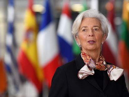 Christine Lagarde, presidenta del BCE, en una cumbre europea celebrada en Bruselas.