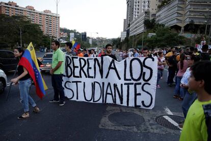 Manifestación contra el régimen de Nicolás Maduro en el viernes en Caracas.