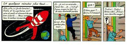 Tira de viñetas de Tintín.