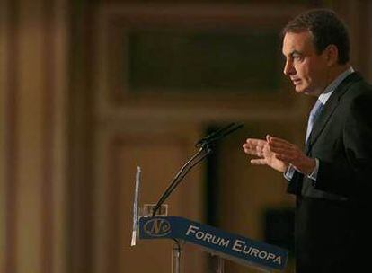 Rodríguez Zapatero, durante la intervención en la que explicó sus prioridades económicas.