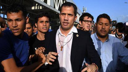 Juan Guaidó, a su llegada al aeropuerto de Caracas el martes pasado. 