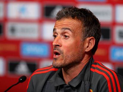 Luis Enrique durante la rueda de prensa de este viernes.