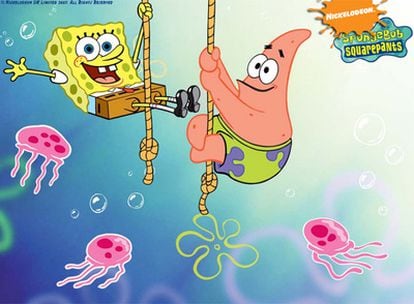 Bob y Patricio en una foto promocional del canal Nickelodeon.