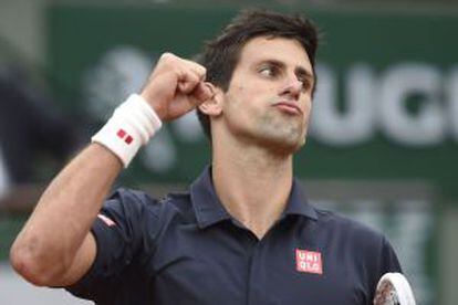 Djokovic celebra su victoria ante Raonic.