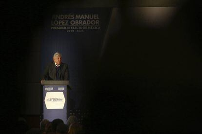 López Obrador durante la presentación de su estrategia de seguridad.