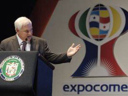 Imagen de archivo del presidente de Panamá, Ricardo Martinelli, durante un acto inaugural de la feria Expocomer, en Ciudad de Panamá (Panamá). EFE/Archivo