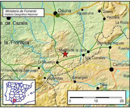 Epicento del terremoto detectado en El Saucejo.