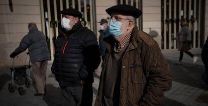 Pensionistas navarros en una manifestación en Pamplona, en enero.