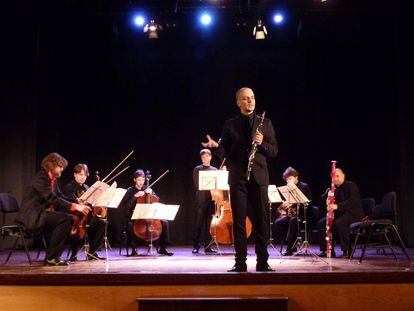 El clarinetista tinerfeño Maximiliano Martín durante el FIMC 2019 con la London Conchord.