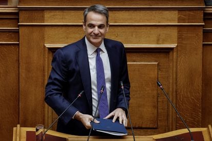 Prime Minister Kyriakos Mitsotakis, in the Greek Parliament this Thursday. 