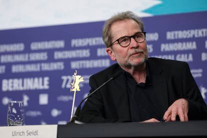 Ulrich Seidl en la rueda de prensa del Festival de Berlín en febrero de 2022 duanrte la presentación de 'Rimini'. 