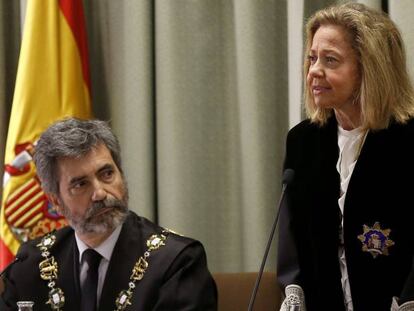 El presidente del CGPJ, Carlos Lesmes, y Consuelo Madrigal.