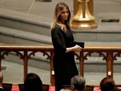 Melania Trump a su llegada a la parroquia episcopal de St. Martin's, en Houston, para atender al funeral de Barbara Bush el 21 de abril.