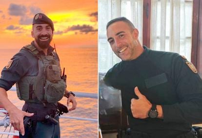 On the left, First Corporal of the Civil Guard Eneko Lira, 36 years old, native of Barakaldo (Bizkaia);  On the right, the civil guard Juan Jesús López, 34 years old, native of El Ejido (Almería), both died in the multiple accident in the province of Seville.