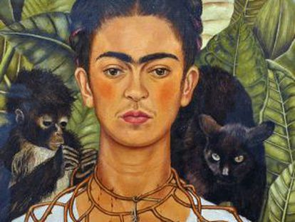 Frida Kahlo. 'Autorretrato con collar de espinas y colibrí', (1949).