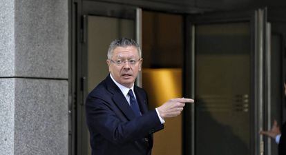 Ruiz-Gallardón, este jueves, a su llegada a la Audiencia Nacional.