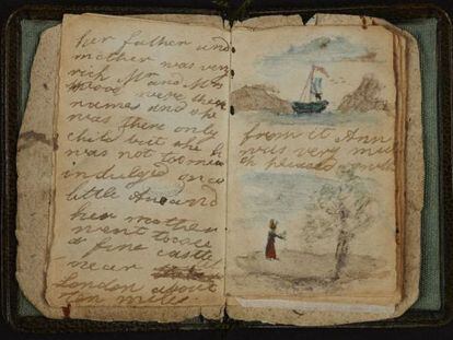 Manuscrito del relato corto ilustrado que Charlotte Bront&euml; hizo en 1826 para su hermana peque&ntilde;a Anne.