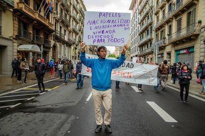 Manifestación contra la precariedad, el pasado 1 de mayo en Barcelona.