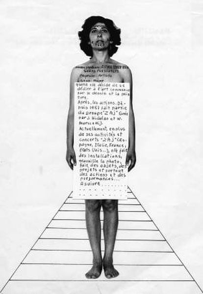 Fotografía facilitada por el MAC/VAL de una de las obras de la pionera Esther Ferrer que expone en el Museo de Arte Contemporáneo del Val-de-Marne dedicada a la artista española, Premio Nacional de Artes Plásticas de España 2009, y también desde hoy Premio Mujeres en las Artes Visuales (MAV).