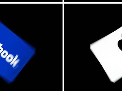 Logos de Facebook y Apple. 