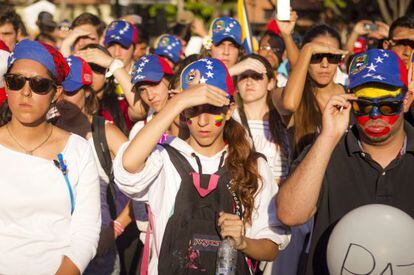 Una protesta contra Nicol&aacute;s Maduro en Caracas.