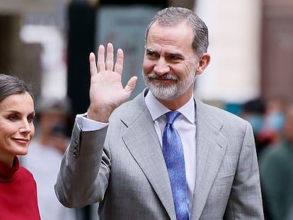 La reina Letizia y Felipe VI, este martes en Mallorca.