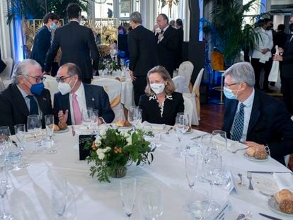 José Bogas, Benito Berceruelo, Nadia Calviño y Fernando Ruiz, durante el  Spain Investors Day. Alberto Ortega / Europa Press
