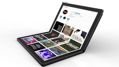 Imagen de Lenovo de su primer portátil con pantalla plegable.