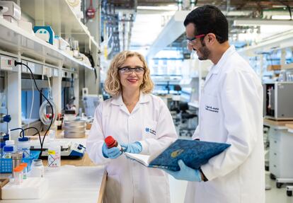 La investigadora española Lourdes Vega, junto al investigador emiratí Ali AlNajjar.