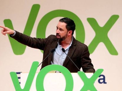 Santiago Abascal en un acto en Zaragoza