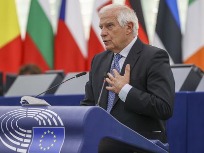 El alto representante para Política Exterior de la UE, Josep Borrell, este martes en el Parlamento Europeo, en Estrasburgo.