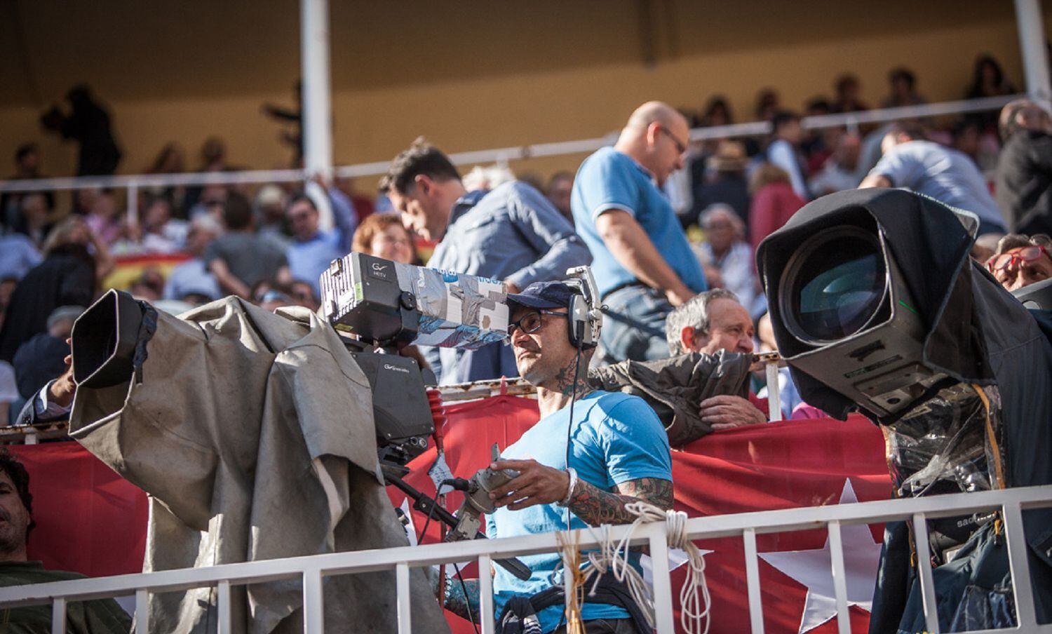 Las cámaras de Movistar Toros en la plaza de Las Ventas.