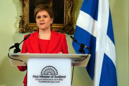 La ministra principal de Escocia, Nicola Sturgeon, este miércoles en Edimburgo.