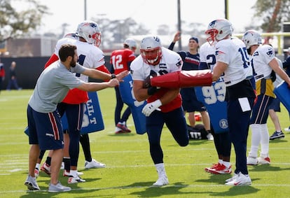 Los jugadores de los 'Pats' en un entrenamiento