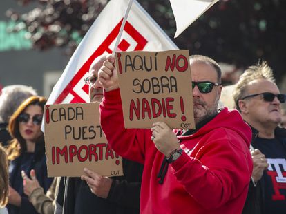 Protesta en Ponferrada contra los despidos en una empresa local, el pasado 18 de septiembre.