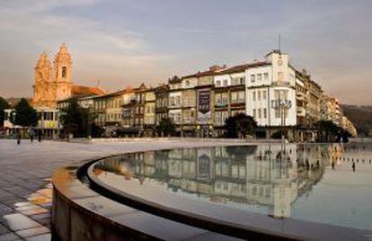 Plaza del centro de Braga, al noroeste de Portugal.