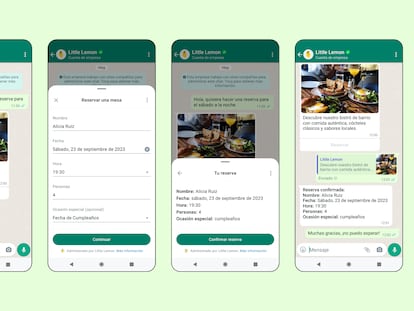 Ejemplo de cómo se puede reservar mesa en un restaurante a través de WhatsApp y sin salir de la aplicación.