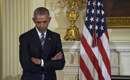 El presidente Barack Obama en uno de sus últimos actos en la Casa Blanca