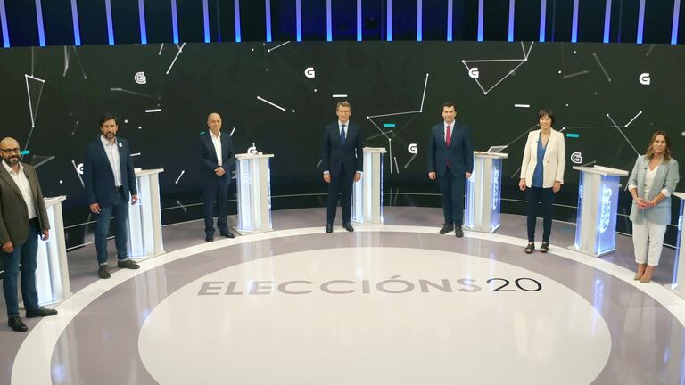 Los candidatos a la presidencia de la Xunta antes del debate del pasado día 30 de junio en la TVG.