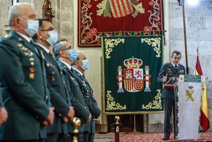 El general de brigada, Arturo Prieto Bozec, interviene durante su toma de posesión como nuevo jefe de la VI Zona de la Guardia Civil.
