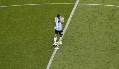 Messi durante el partido entre Argentina y Francia.