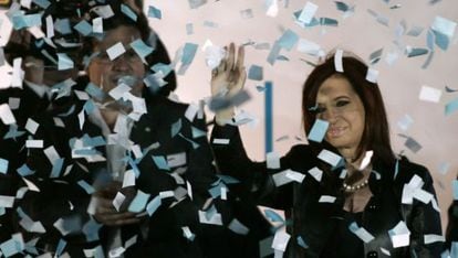 La presidenta de Argentina, Cristina Fernández de Kirchner, durante un mitin ayer en Buenos Aires.