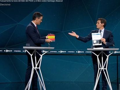 Pedro Sánchez y Albert Rivera, en un debate electoral previo al 28A.